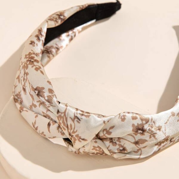 Leopard Print Floral Satin Knot Headband Set
